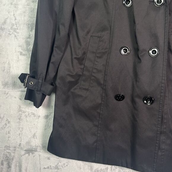 Michael Kors Black Hooded Front Button Trench Jacket Coat Size Small - Picture 6 of 10